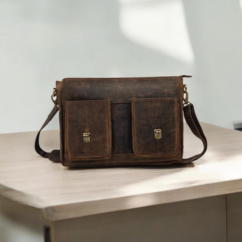Customized Leather Messenger CrossBody Laptop Bag Office Handbag Briefcase Rustic Vintage Messenger Bag for Men Valentines Gifts for Him